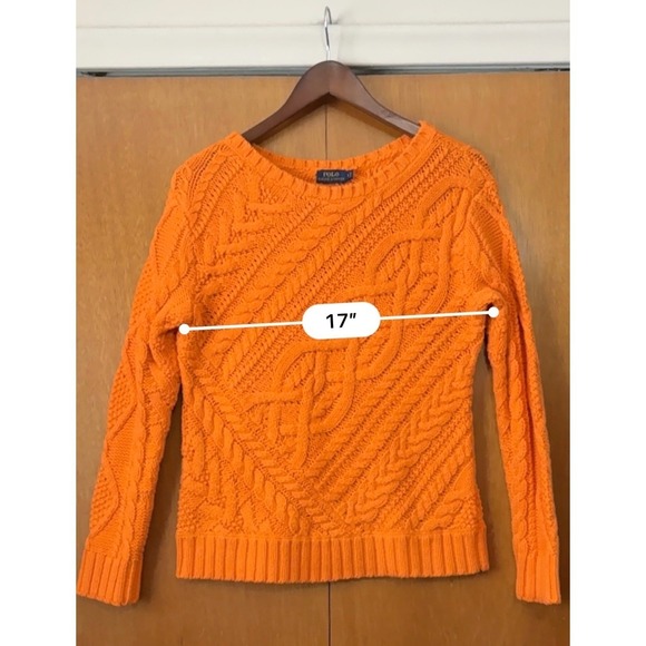 POLO Ralph Lauren Women’s Orange Cable Knit Long Sleeve Designer Sweater SzS - Picture 6 of 10